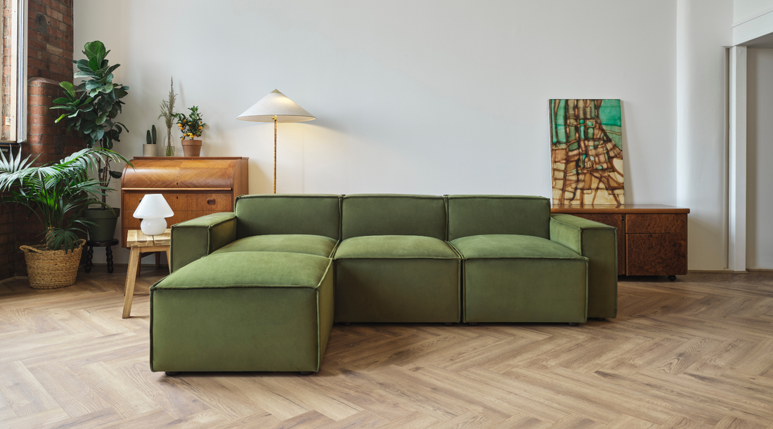 green sofa