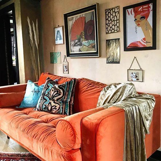 orange sofas