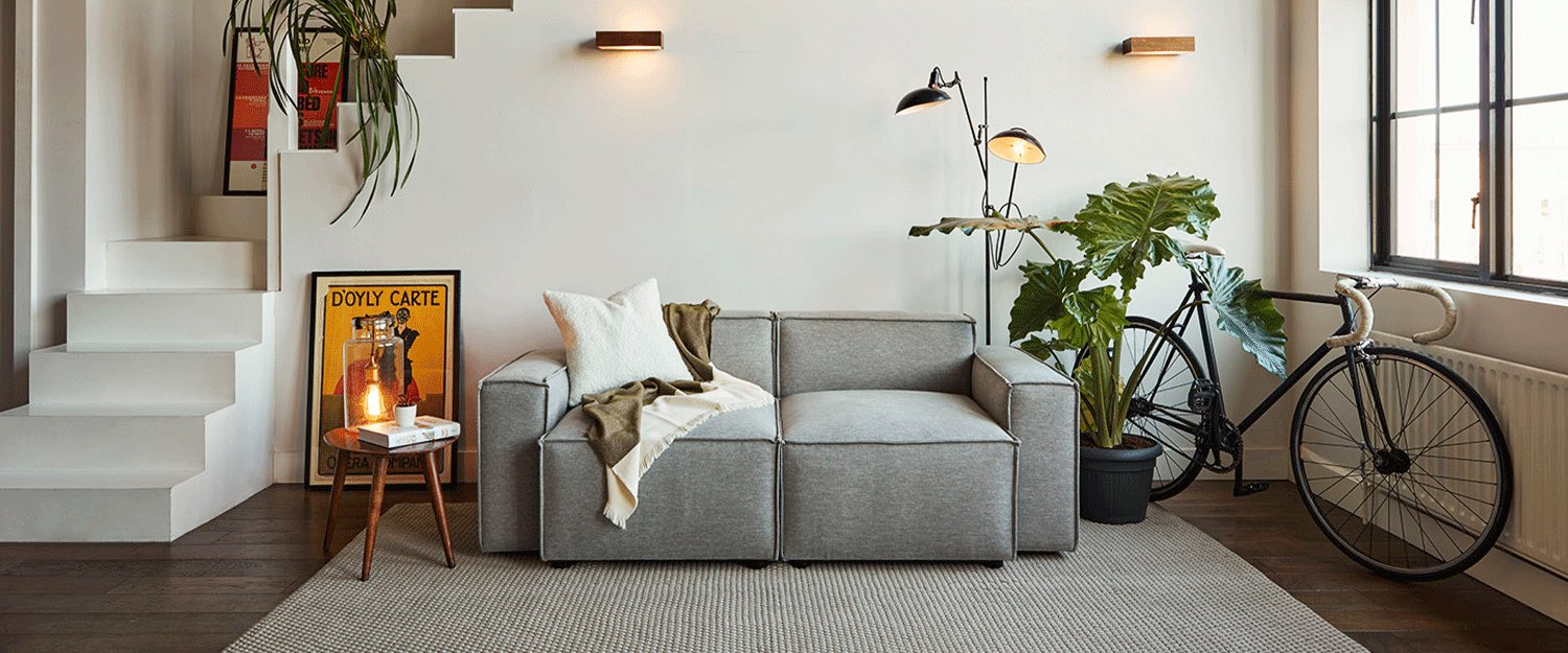 2 Seater Grey Modular Sofa.