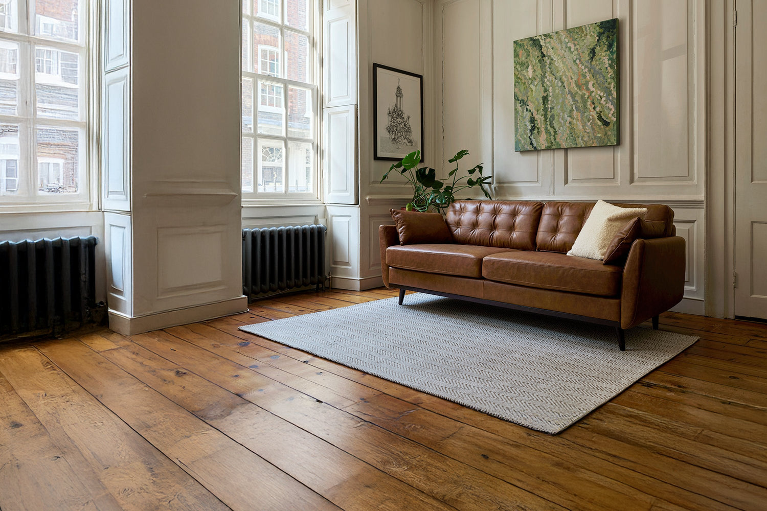Leather brown sofa