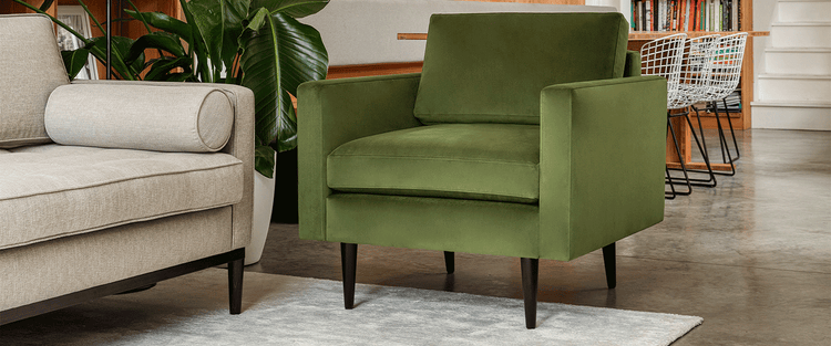 green velvet armchair