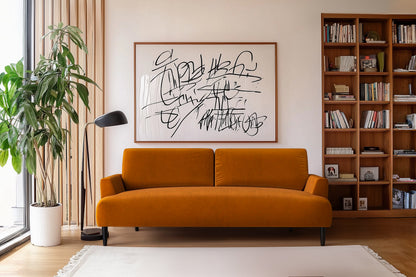 3-Seater Sofa in orange velvet