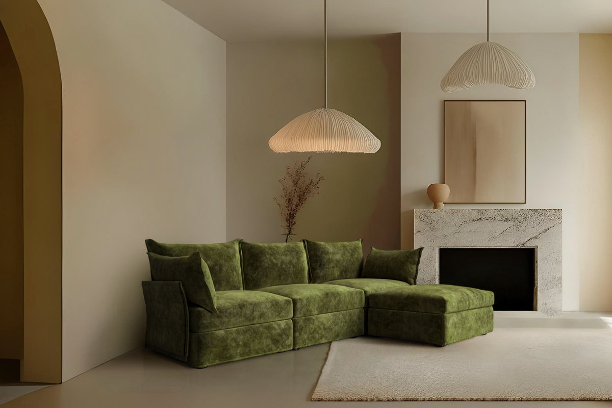 Dreisitzer-Ecksofa Model 06 mit Ecke rechts, Tannengrün