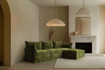 Dreisitzer-Ecksofa Model 06 mit Ecke rechts, Tannengrün