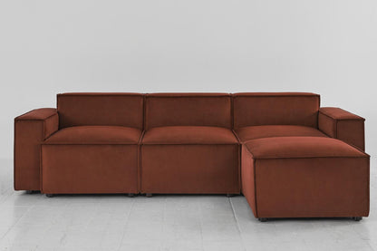 Dreisitzer-Sofa Model 03 mit Chaiselongue rechts, Ziegelrot