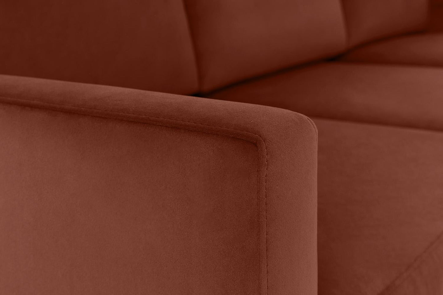 Model 01 Dreisizter Sofa mit Hocker, Ziegelrot