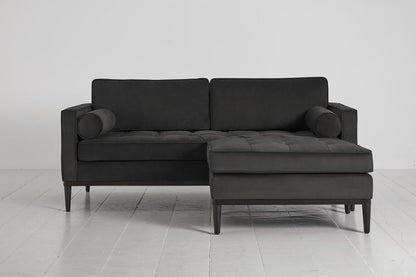 Model 02 Zweisitzer Sofa mit Hocker, Dunkelgrau