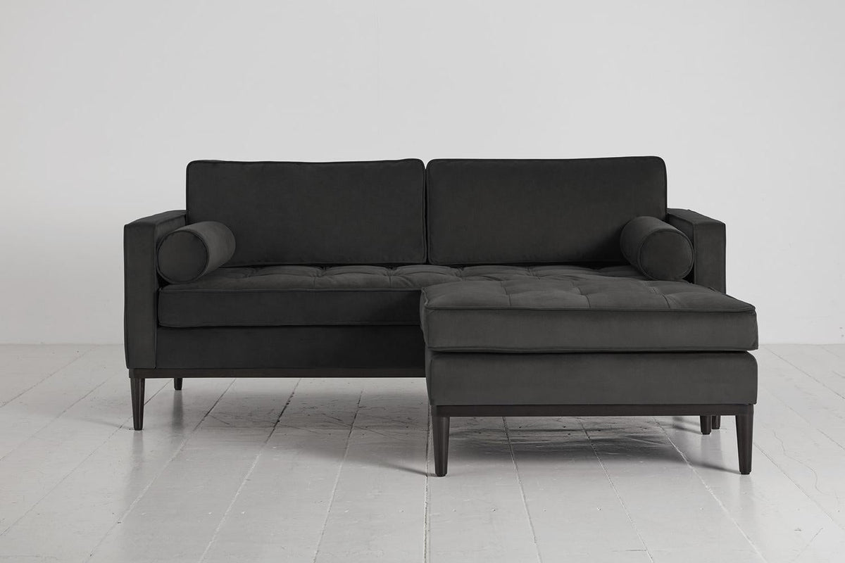 Ottoman in grey velvet