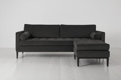 Model 02 Dreisizter Sofa mit Hocker, Dunkelgrau
