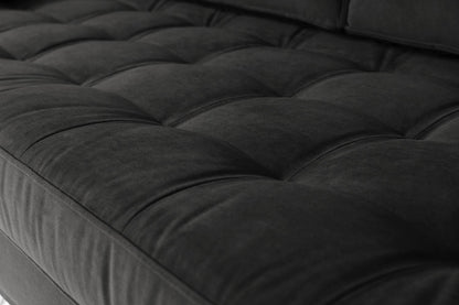 Model 02 Zweisitzer Sofa mit Hocker, Dunkelgrau