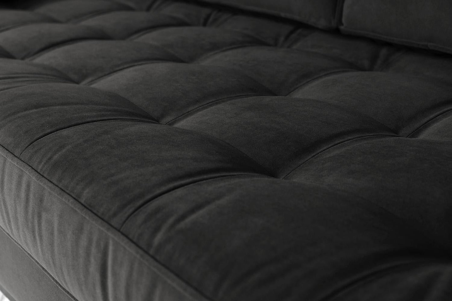 Model 02 Dreisizter Sofa mit Hocker, Dunkelgrau