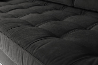 Model 02 Dreisizter Sofa mit Hocker, Dunkelgrau