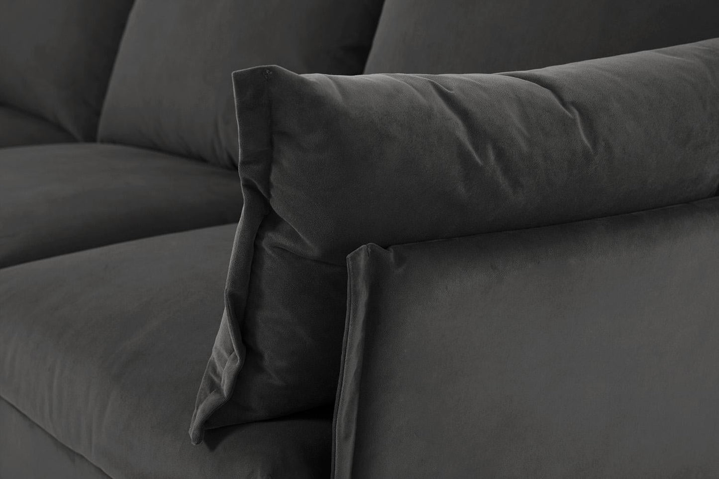 Ecksofa Model 06 mit Polsterhocker, Dunkelgrau