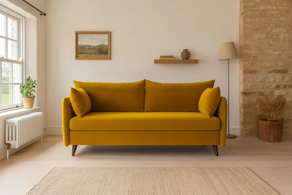 Model 08 Zweisitzer-Schlafsofa , Senfgelb