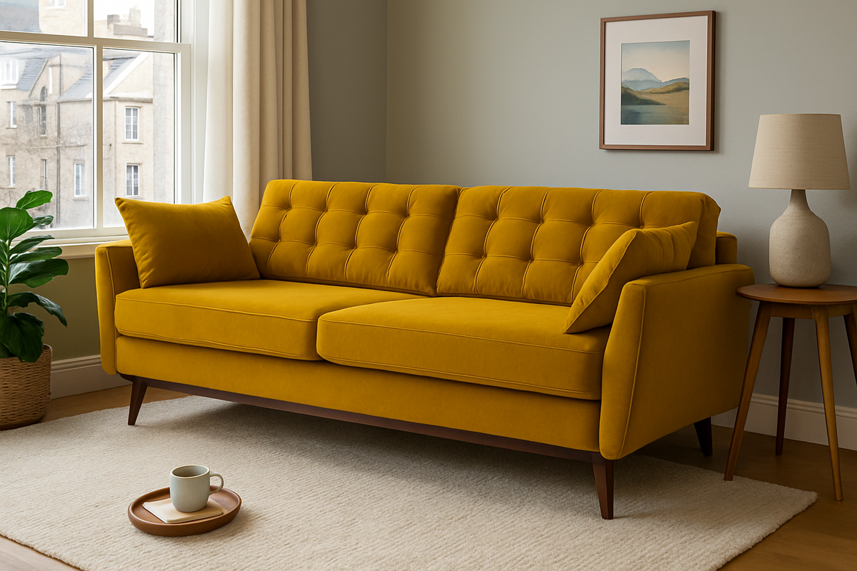 Dreisitzer-Sofa Model 10, Senfgelb