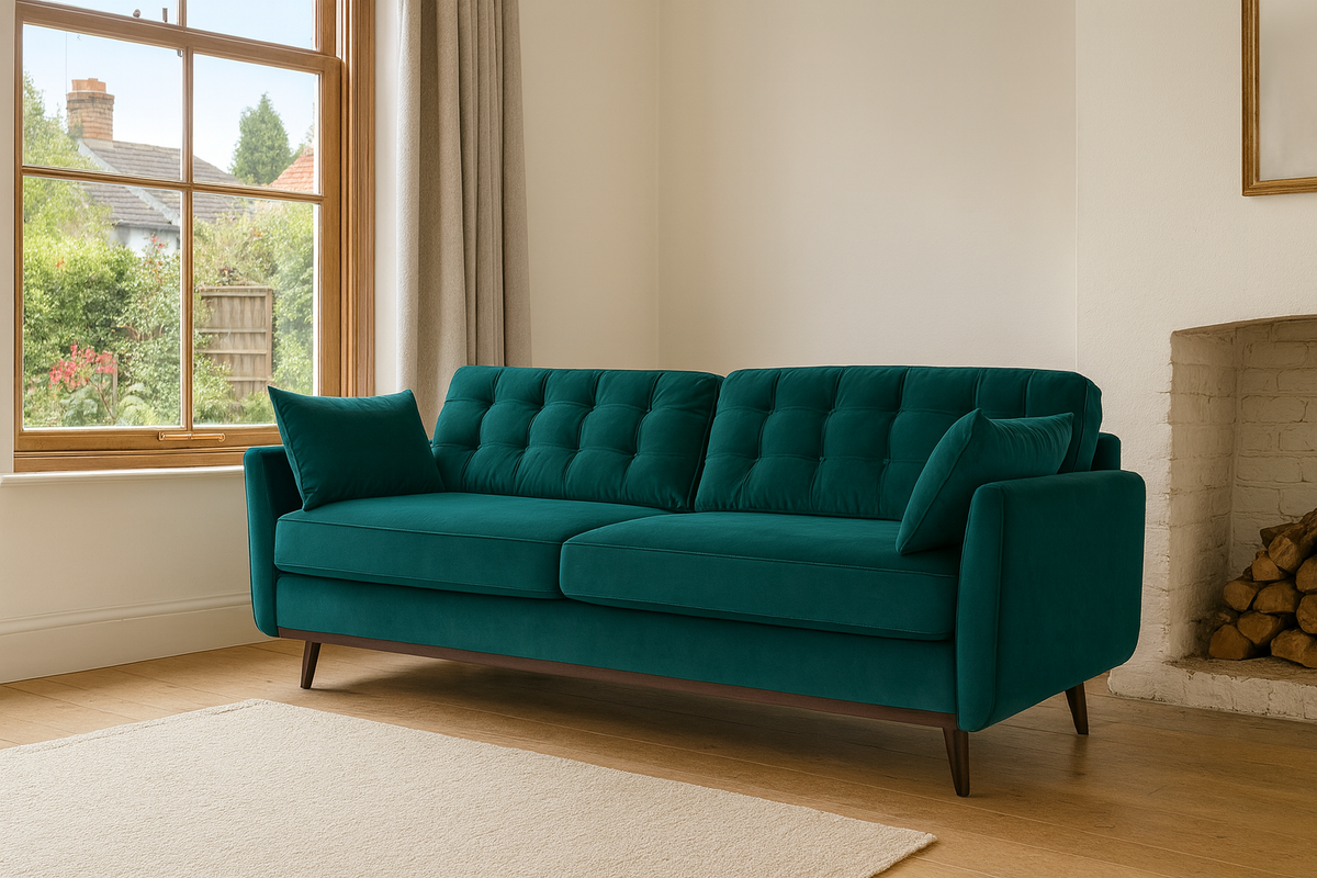 Dreisitzer-Sofa Model 10, Eisvogelblau