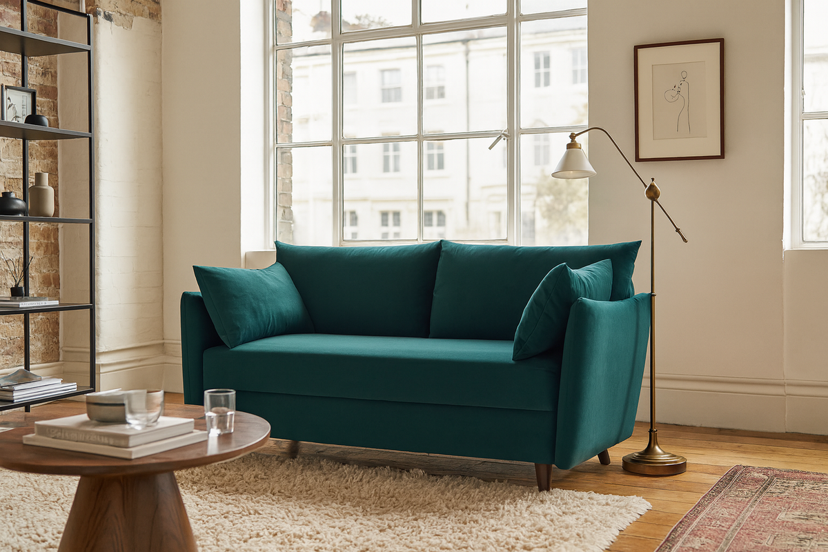 2,5-Sitzer-Schlafsofa Model 08, Eisvogelblau