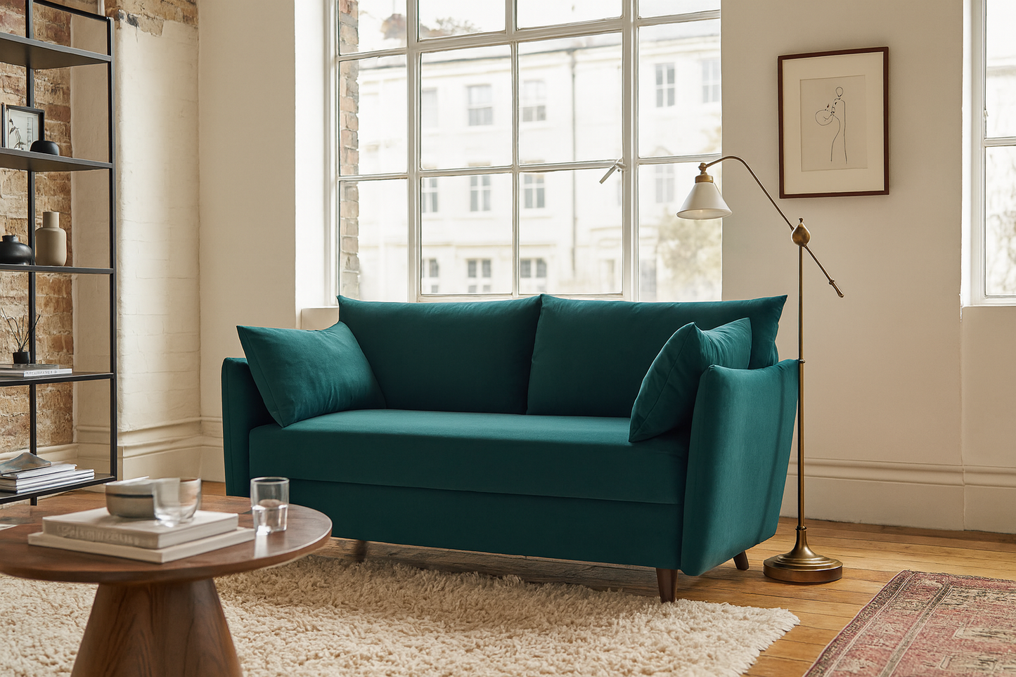 2,5-Sitzer-Schlafsofa Model 08, Eisvogelblau
