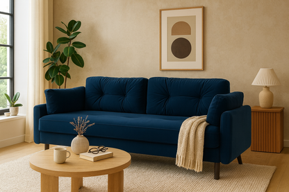 Model 04 Dreisitzer-Schlafsofa, Indigoblau