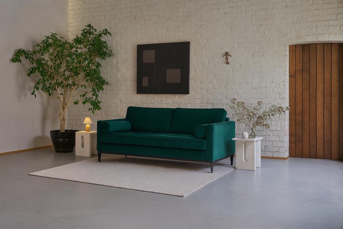 Dreisitzer-Sofa Model 02, Eisvogelblau