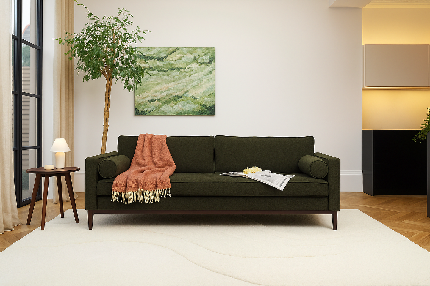 Dreisitzer-Sofa Model 02, Farngrün