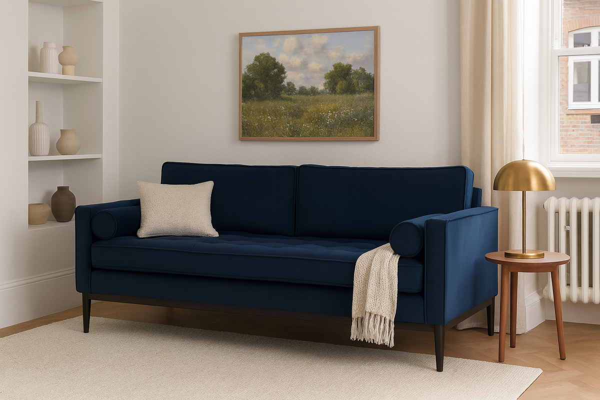 Dreisitzer-Sofa Model 02, Blaugrün