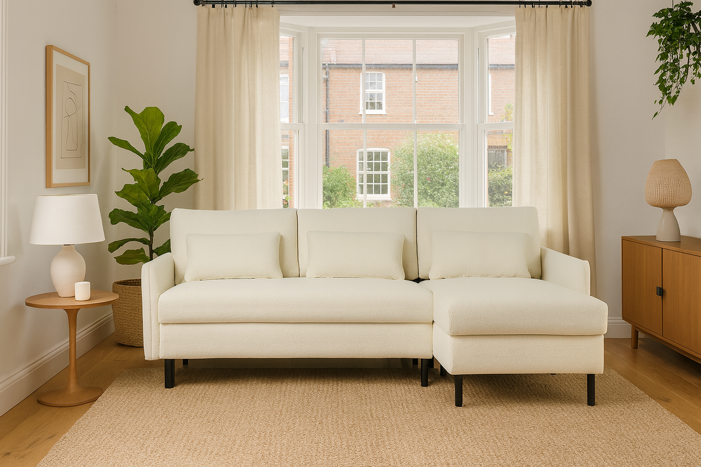 Dreisitzer-Schlafsofa Model 12 mit Chaiselongue rechts