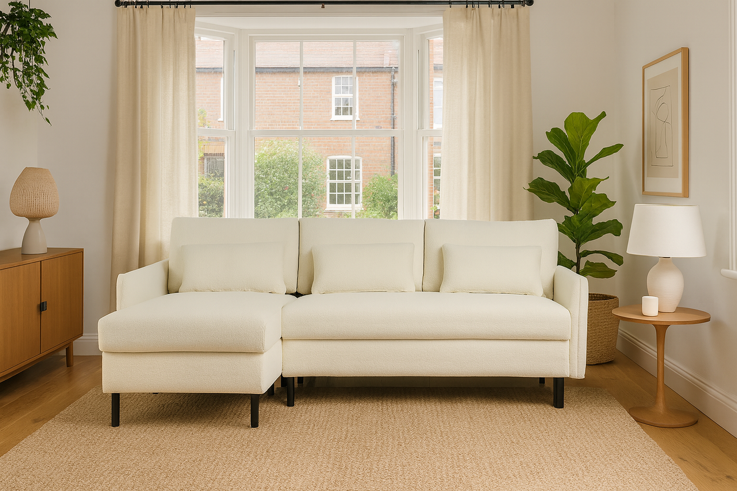 Dreisitzer-Sofa Model 12 mit Chaiselongue links