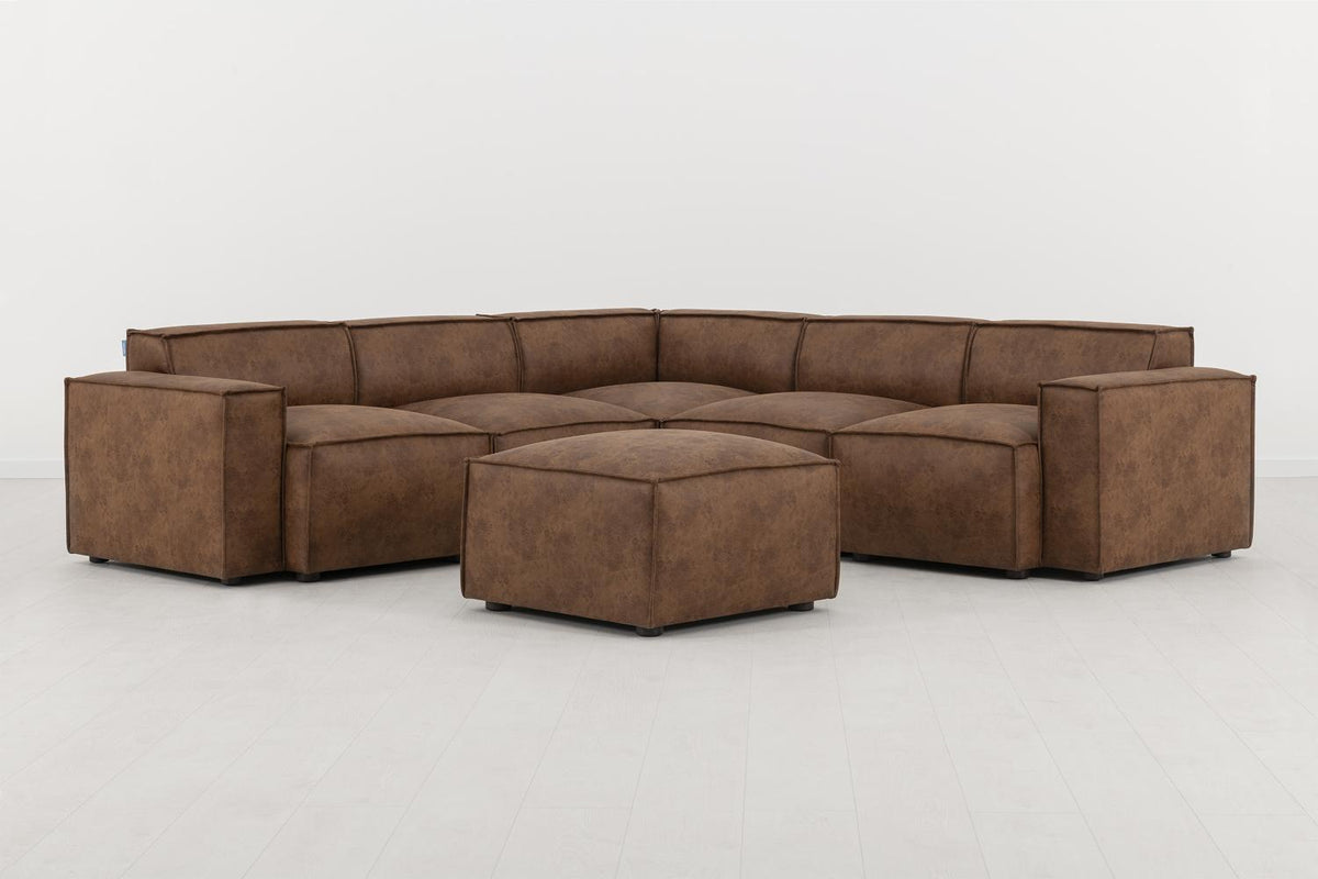 Model 03 Corner Sofa with Ottoman, Chestnut