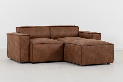 Zweisitzer-Sofa Model 03 mit Chaiselongue rechts, Kastanienbraun
