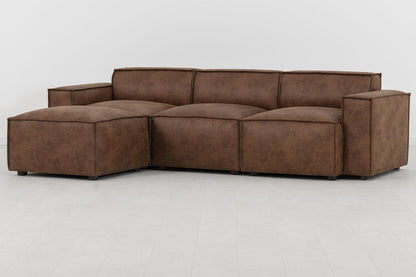 Dreisitzer-Sofa Model 03 mit Chaiselongue links, Kastanienbraun