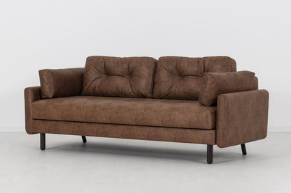 Model 04 Dreisitzer-Schlafsofa, Kastanienbraun