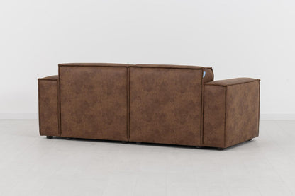 Zweisitzer-Sofa Model 03 mit Chaiselongue rechts, Kastanienbraun