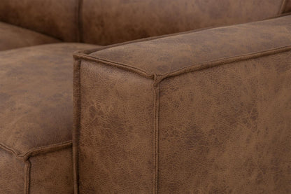 Zweisitzer-Sofa Model 03 mit Chaiselongue rechts, Kastanienbraun