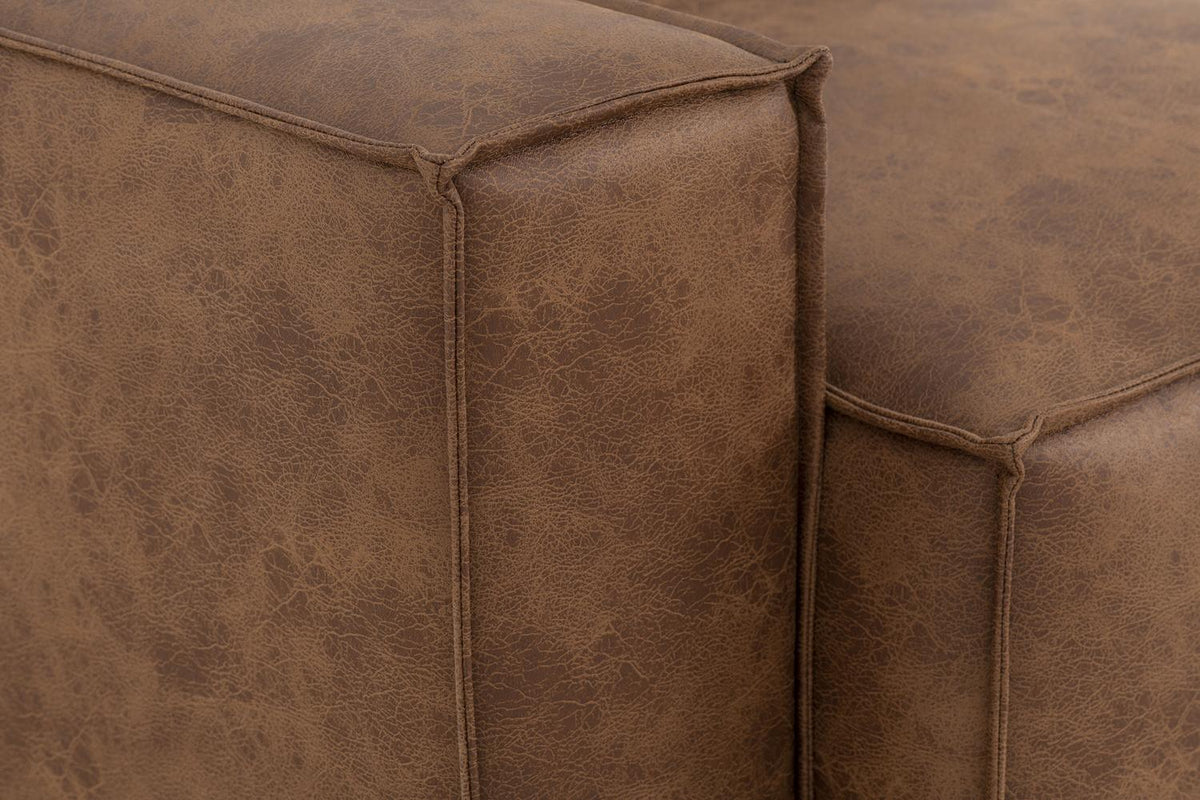 Model 03 Corner Sofa with Ottoman, Chestnut