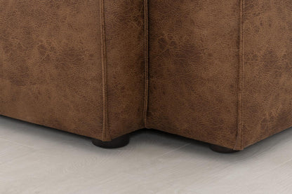 Dreisitzer-Sofa Model 03 mit Chaiselongue links, Kastanienbraun