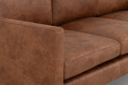 Model 01 Zweisitzer Sofa mit Hocker, Kastanienbraun