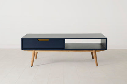 Couchtisch 01, Blau / Zwei Schubladen mit Regal