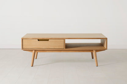 Couchtisch 01, Eiche / Zwei Schubladen mit Regal