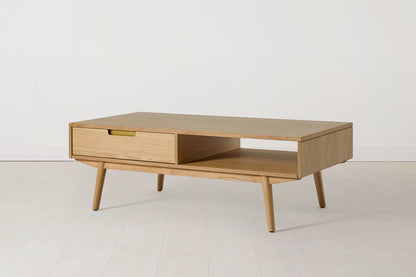 Couchtisch 01, Eiche / Zwei Schubladen mit Regal
