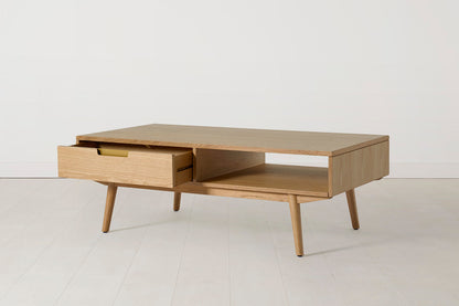 Couchtisch 01, Eiche / Zwei Schubladen mit Regal