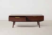 Couchtisch 01, Nussbaum / Zwei Schubladen