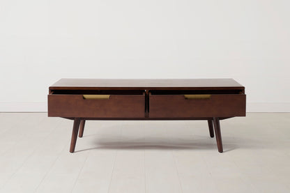 Couchtisch 01, Nussbaum / Zwei Schubladen