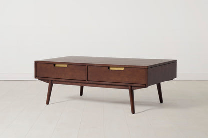 Couchtisch 01, Nussbaum / Zwei Schubladen
