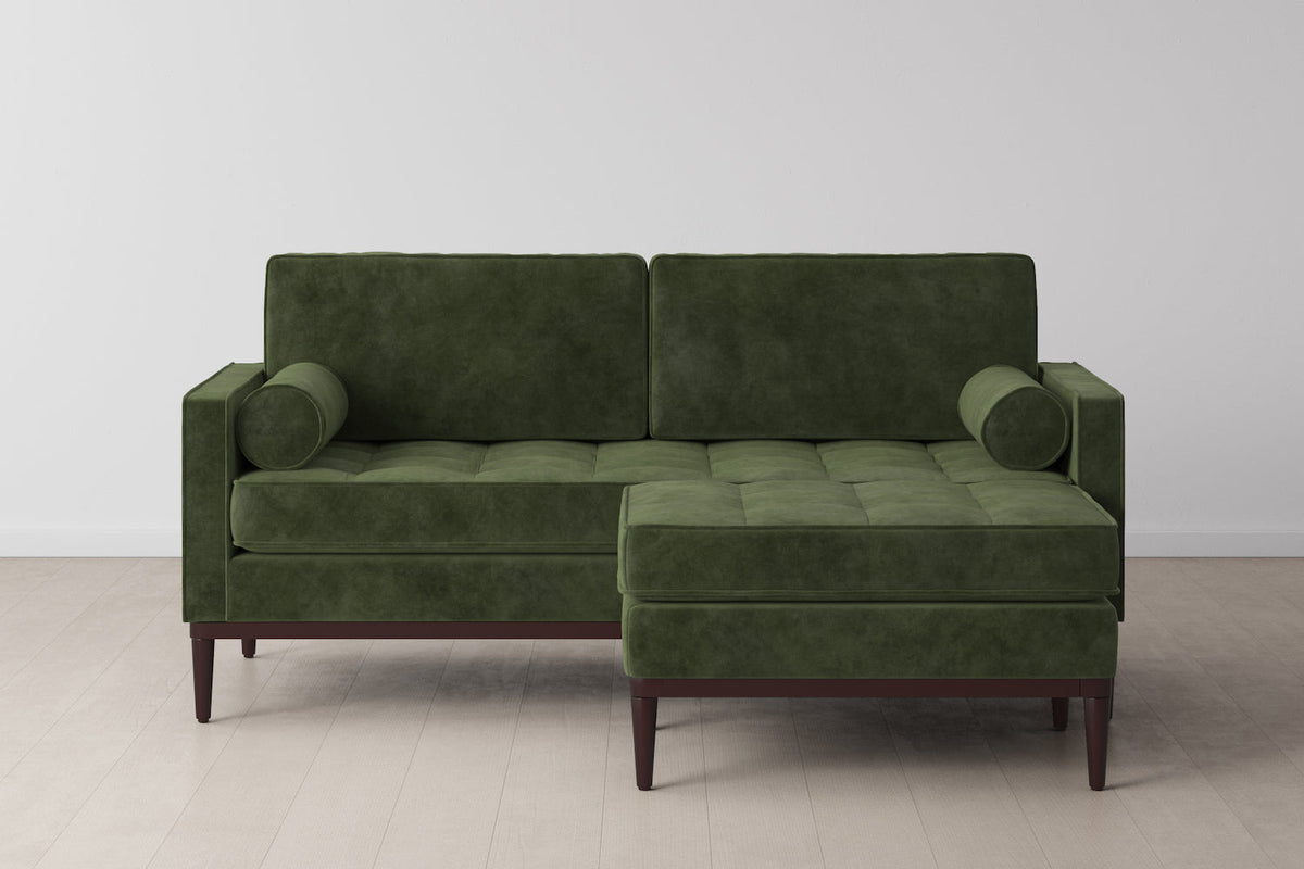 Ottoman in green mottled velvet