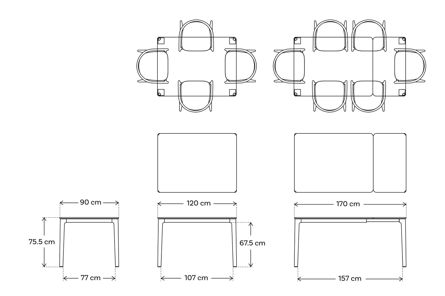 Dining Table 01 Extending Dining Table, Oak / 4-6 seater