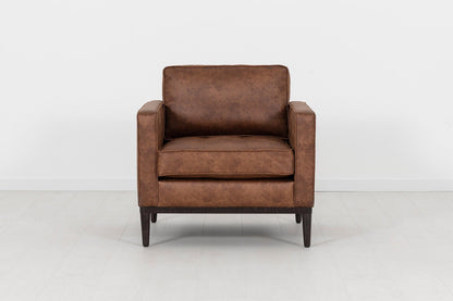 Chestnut image 1 - Model 02 Armchair in Faux Leather front view