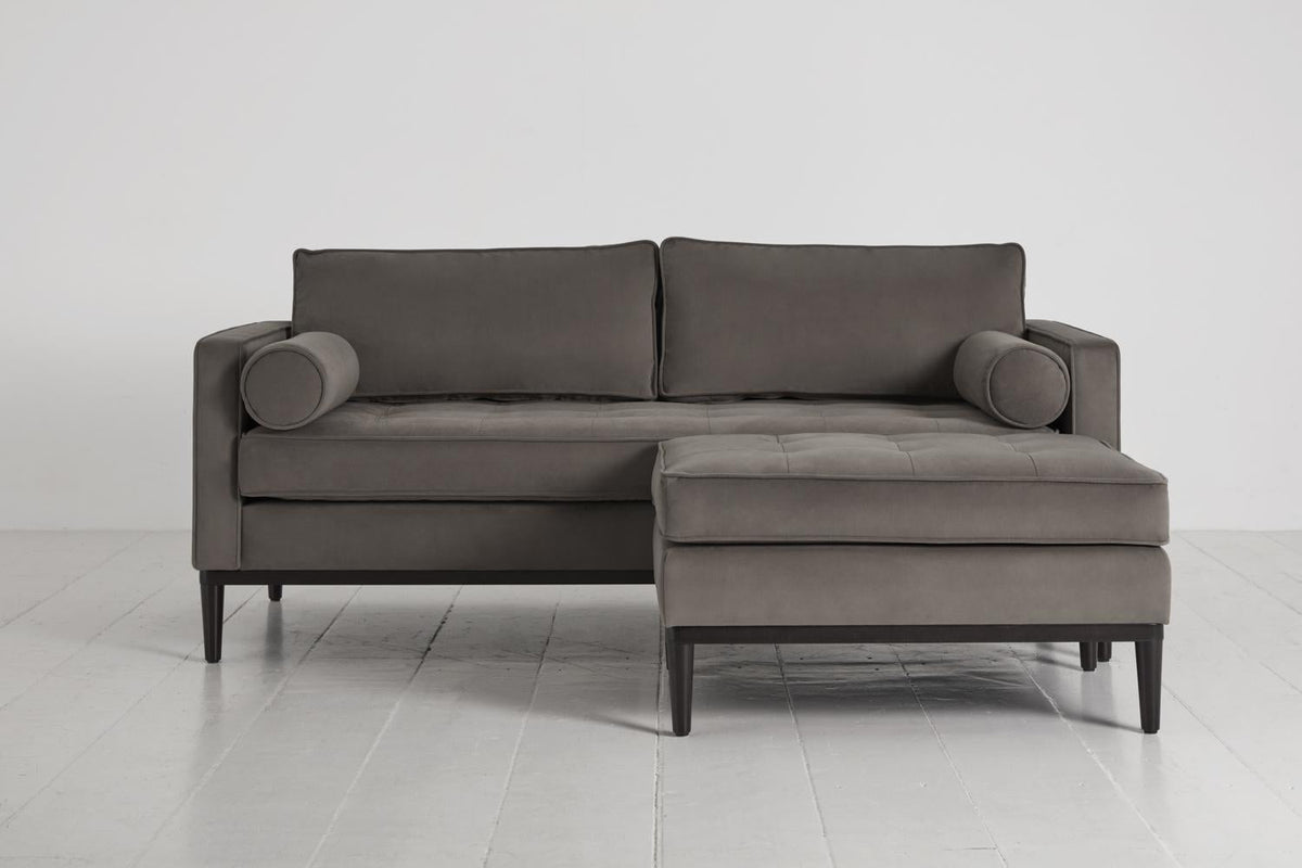 Model 02 Zweisitzer Sofa mit Hocker, Elefantengrau