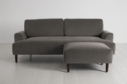 Model 05 Dreisizter Sofa mit Hocker, Elefantengrau