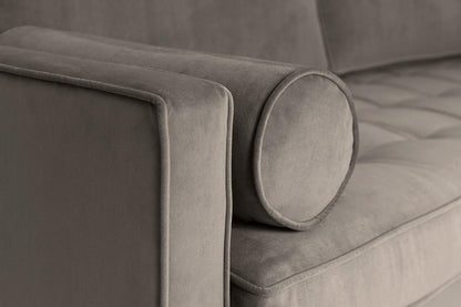 Model 02 Dreisizter Sofa mit Hocker, Elefantengrau